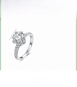 Detail showing S925 sterling silver ring dimensions and cubic zirconia stone specifications