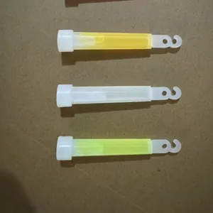 Three 4-inch hexagonal glow sticks with hooks in yellow, white, and fluorescent green