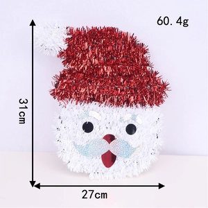 Sparkly Santa Claus tinsel wall decoration with dimensions 31x27cm for Christmas trees