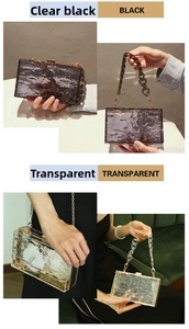 Details der Acryl-Clutch-Tasche mit Wasserwellen-Struktur und dickem Kettengriff
