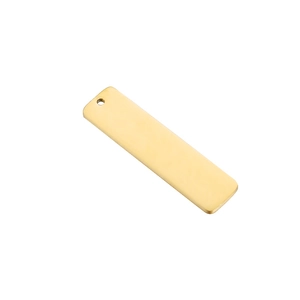 Polished rectangle gold stainless steel pendant blank with hole for engraving
