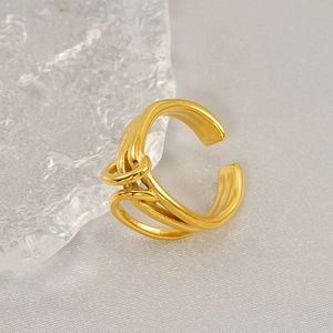 Übertriebener mehrlagiger verflochtener offener Ring aus 18 Karat Gold für Damen