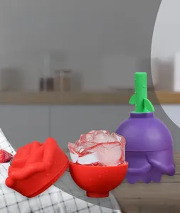 Detail view of the rose ice mold with flexible silicone texture and split design