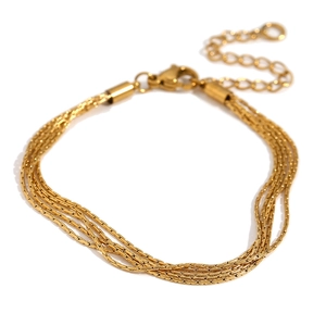 Elegant 18K gold plated stainless steel multi-strand snake chain bracelet for women