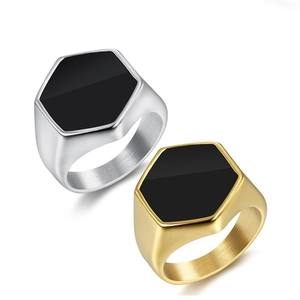Anelli a sigillo esagonali minimalisti in oro e argento per uomo stile moderno