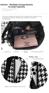 Detail der karierten Rucksack-Innenseite mit mehreren Fächern und einer sicheren Reißverschlusstasche