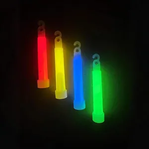 Emergency 4-inch hex glow sticks in four colors with top hooks for outdoor survival
