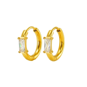 Retro 18K vergoldete Creolen mit funkelnden rechteckigen Zirkonia-Steinen für Damen