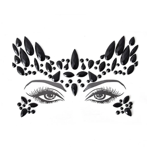 Exquisite black rhinestone face jewels sticker with teardrop shapes for eye makeup decoration