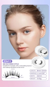 Detail der EM12 magnetischen Wimpern im Comic-Stil mit 8-12 mm Länge und Etui