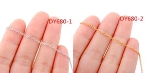 Detail showing 18k gold and silver plated stainless steel chains for DIY jewelry making