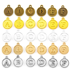 Alphabet Letter Charms Alloy Round Coin Pendants For DIY Jewelry Making Bracelets Necklaces Vintage Style
