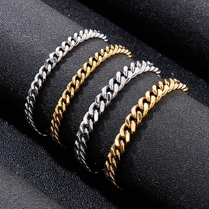 Minimalist hip-hop Cuban link rings in gold and silver stainless steel for men
