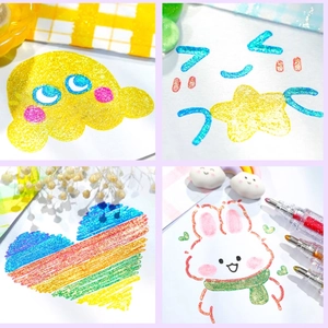 Glitter gel pens set for journaling and drawing with sparkling metallic ink effects