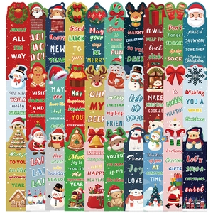 Collection of 30 Christmas bookmarks featuring hand-drawn Santa and reindeer designs