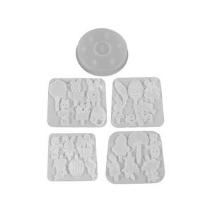 5-piece Easter bunny and egg silicone mold set for DIY resin and candle crafts