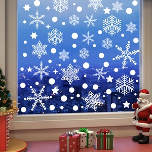 White snowflake window stickers static decals for Christmas home glass decorations