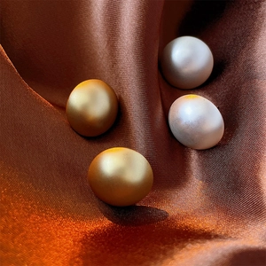 Matte Gold Round Ball Stud Earrings Made Of Copper With 925 Sterling Silver Earring Post Geometric Minimalist For Women