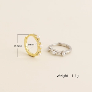 Elegant S925 sterling silver hoop earrings with pearls and crystals in gold and silver