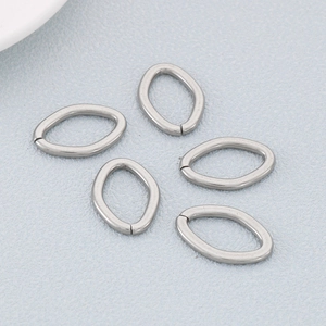 Five silver stainless steel geometric oval jump rings for minimalist DIY jewelry making
