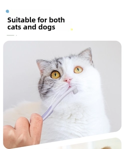 Close-up of a slim pet toothbrush cleaning a cat's mouth for effective dental care