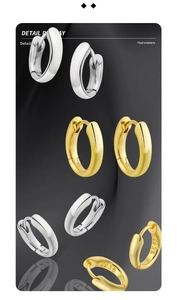 Detailed close-up of S925 sterling silver hoop earrings in gold and silver finishes