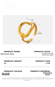 Detailed product size guide for golden hollow geometric stainless steel ring