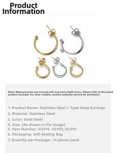 Macro detail of 18k gold and silver stainless steel C-shape hoops and twisted earrings