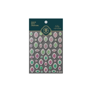 3D embossed nail art stickers M-602 with retro silver frames and colorful glitter sequins