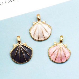Emaille Muschel Anhänger in Weiß, Rosa, Lila mit Goldlegierung für DIY-Schmuckherstellung