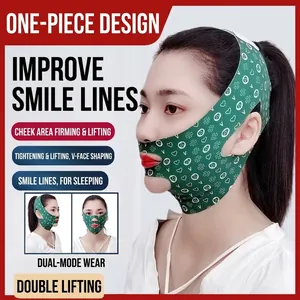 Elastic V-line lifting face mask for facial contouring with heart and clover pattern