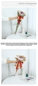 Detailed view of a Christmas apple gift wrapped in red and green kraft paper with a ribbon
