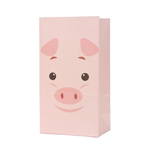 Pink cartoon piglet paper gift bag for birthday parties and snack packaging