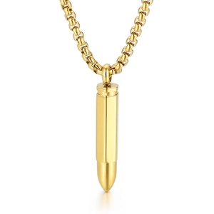 Bullet Pendant Necklace Titanium Stainless Steel Punk Minimalist Gothic Charm Jewelry Gift For Men Women
