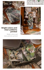 Detailed view of vintage scrapbook kit with high-definition floral and butterfly stickers