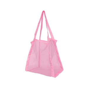 Pink mesh beach bag with large capacity for children toys and outdoor swimming gear