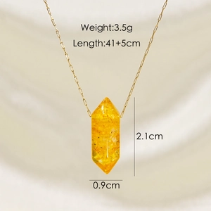 Detailed size specifications for the yellow crystal hexagonal prism pendant necklace