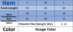 Size guide for knit halter top showing length, waist and bust measurements in cm