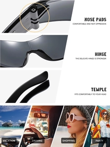 Detail view of reinforced hinges, nose pads, and temple pieces on black cycling sunglasses