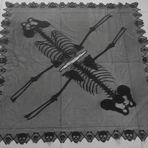 Halloween black lace skeleton shawl with intricate skull edge design for party costume