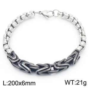 Men's Byzantine V-shape stainless steel link chain bracelet with lobster clasp 200mm