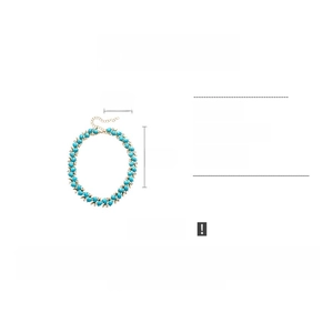 Detail view of double-layer blue resin beaded necklace with 45cm length and alloy parts