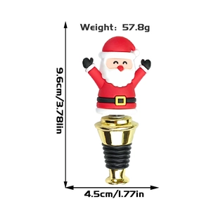 Detailed size specifications of Santa Claus wine stopper with height and weight metrics