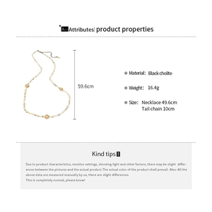Detailed size specifications for the smiley face necklace with black cholite beads