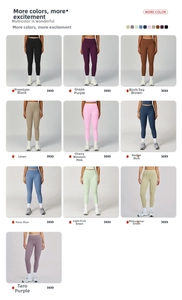 Collage von Yoga-Leggings mit hoher Taille in zehn verschiedenen Farben für Fitness