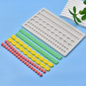 Moule en silicone avec texture tressée et motifs de perles pour fondant ou argile