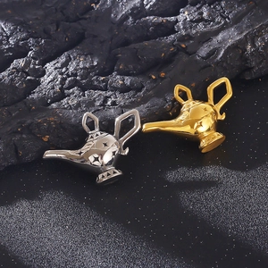 Aladdin magic lamp pendant necklace in gold and silver finish stainless steel
