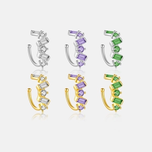 925 Sterling Silver Ear Cuff Geometric Non Piercing Cubic Zirconia Clip On Earrings Luxury Minimalist Jewelry For Women