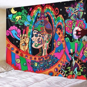 Tenture murale art psychédélique avec papillon arc-en-ciel pour décoration de chambre