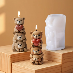 Stackable bear scented candle silicone mold and DIY brown bear plaster ornaments